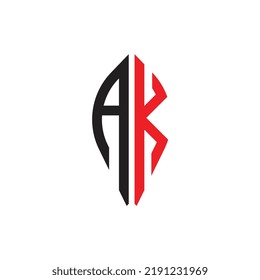AK monogram logo with curved side design template
