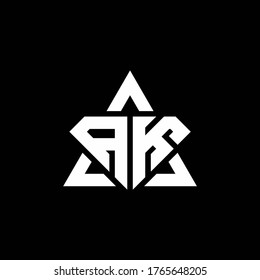 AK monogram logo with diamond shape and triangle outline design template