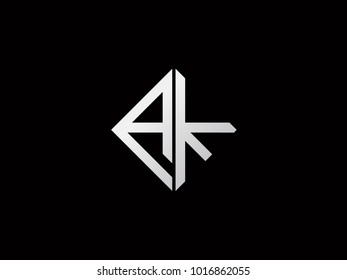AK square shape silver color logo