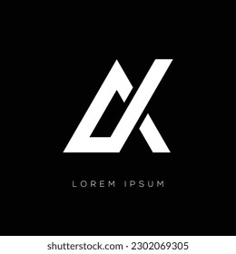 AK Unique letter logo design with black background templates