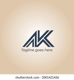 Diseño del logotipo de vectores AK, icono del vector de identidad de marca 