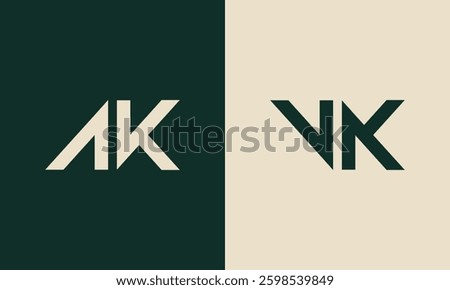 AK or VK monogram logo design
