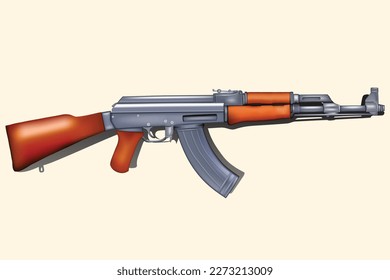 Ilustración del vector 3d del rifle de asalto AK47