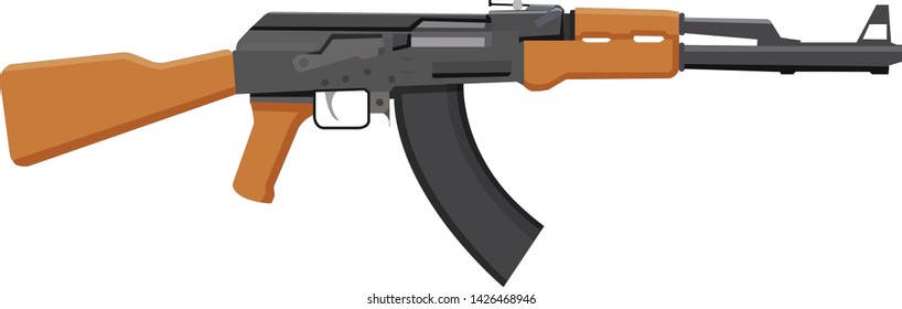 AK-47 Assault Rifle Vector Illustration