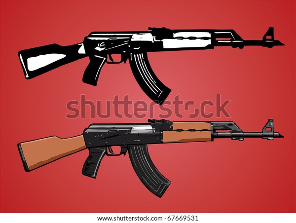 Ak47 Assault Rifle Vector Image Stok Vektor Telifsiz 67669531