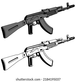 ak47 assault weapon black and white vector design