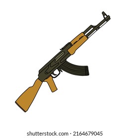 AK-47 doodle icon, vector illustration