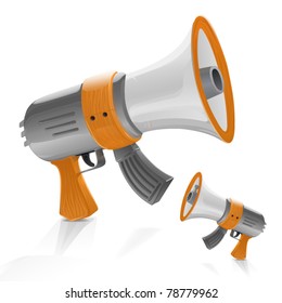 AK-47 loudspeaker, automatic rifle megaphone, machine gun bullhorn