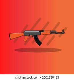 Ak47 Maschinengewehr rein, Vektorgrafik einzeln.
