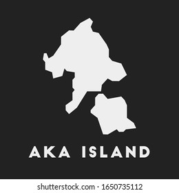Icono de la isla de Aka. Mapa sobre fondo oscuro. Elegante mapa de la isla de Aka con su nombre. Ilustración vectorial.