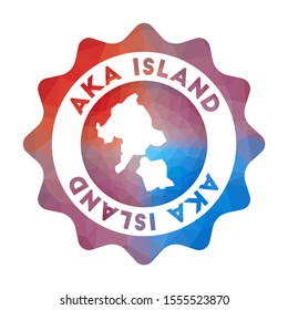 Aka Island low poly logo. Colorful gradient travel logo in geometric style. Multicolored polygonal Aka Island rounded sign with map for your infographics.