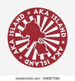 Aka Island stamp. Travel red rubber stamp with border shape, vector illustration. Can be used as insignia, logotype, label, sticker, or badge of Aka Island.