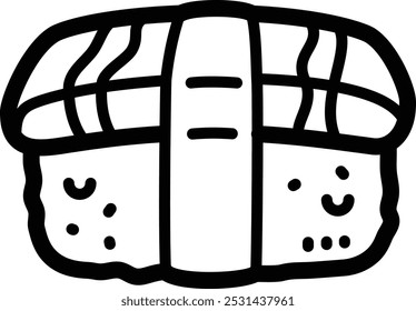 Akami sushi doodle vector icon and illustration