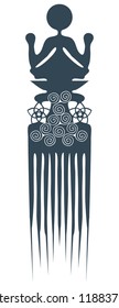 Akan peoples Adinkra symbol vector illustration for African American community: Duafe comb. Adinkra Duafe comb interpretation with Aphrodite star as a symbol of feminine fertility.