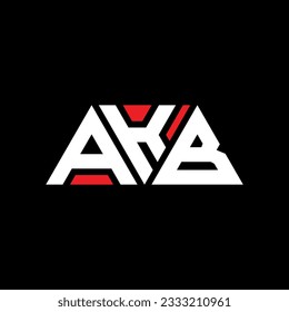 AKB triangle letter logo design with triangle shape. AKB triangle logo design monogram. AKB triangle vector logo template with red color. AKB triangular logo Simple, Elegant, and Luxurious design.