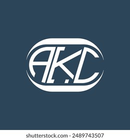 AKC abstract monogram logo design. AKC monogram unique modern flat abstract letter logo design.