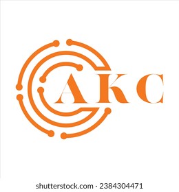 Diseño de letras AKC.AKC diseño de logotipo de tecnología de letras sobre fondo blanco.AKC Diseño de logotipo de monograma para emprendedores y empresas.