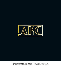 AKC minimal letter logo design with golden color