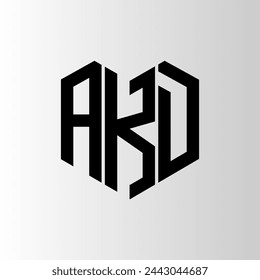 Diseño abstracto del logotipo de la letra de AKD. AKD diseño único. AY.
