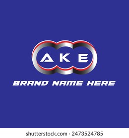 AKE letter logo vector unique attractive creative modern initial design white color on blue color background AKE letter logo icon design
