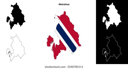 Akershus county outline map set