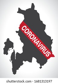 Akershus NORWAY county map with Coronavirus warning illustration