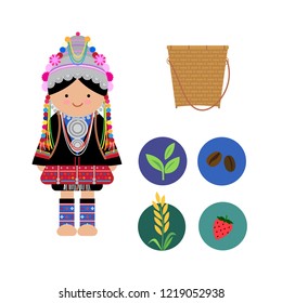 Akha dress, Akha hilltribe village in northern thailand.