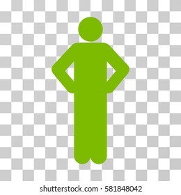 Akimbo Pose vector pictogram. Illustration style is a flat iconic eco green symbol on a transparent background.