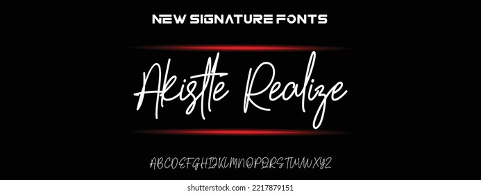 Akistle Realize Sports minimal tech font letter set. Luxury vector typeface for company. Modern gaming fonts logo design.