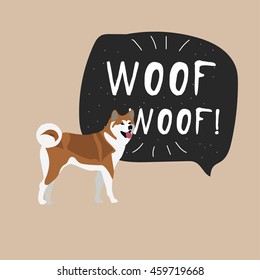 Akita dog asian breed colorful vector background