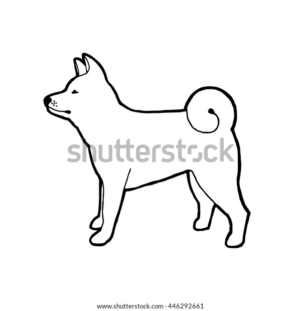 Akita Dog Breed Outline Vector Illustration Stock Vector (Royalty Free