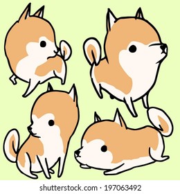 Akita Dog Cartoon set 