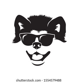 Akita dog face wearing sunglasses - isolated vector illustration