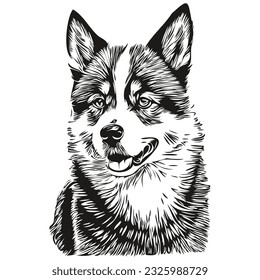 Akita dog logo vector black and white, vintage cute dog head engraved