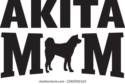 Akita Dog Mom Vector Graphic