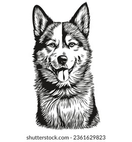 Akita dog t shirt print black and white, cute funny outline drawing vector realistic breed pet