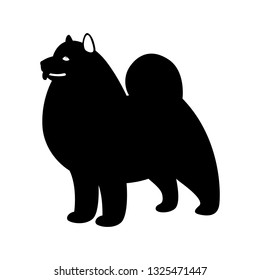 akita dog, vector illustration, black silhouette,profile side