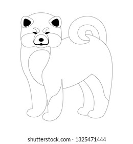 akita dog, vector illustration, lining draw,profile side
