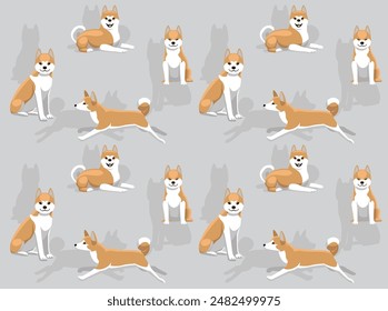 Akita Fawn Coat Cartoon Cute Seamless Wallpaper Background