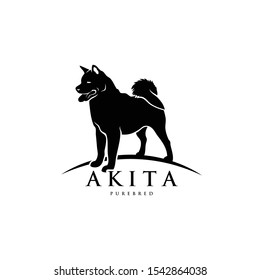 Akita icon - purebred Japanese and American dog - vector illustration