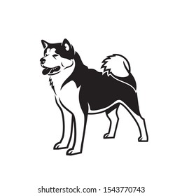 Akita icon - purebred Japanese and American dog - vector illustration
