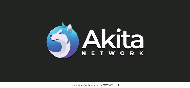 Akita Inu cryptocurrency AKITA token, Cryptocurrency logo on isolated background with text.