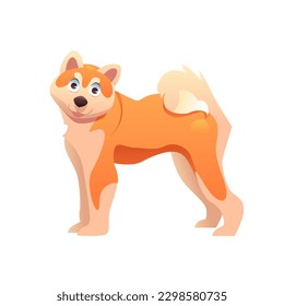 Akita Inu Dog Breed. Japanese Shiba Inu. Cute Vector Illustration in Cartoon Style.