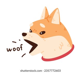 Akita Inu Dog and Domestic Animal or Pet Head Barking Vector Illustration