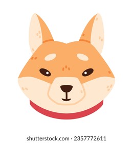 Akita Inu Dog and Domestic Animal or Pet Head Vector Illustration