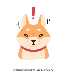 Akita Inu Dog with Exclamation Mark Vector Illustration