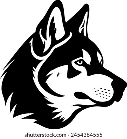 Akita inu head silhouette in black color. Laser cutting eps10 vector template.