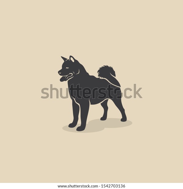 秋田犬のアイコン 純血の日本犬 ベクターイラスト のベクター画像