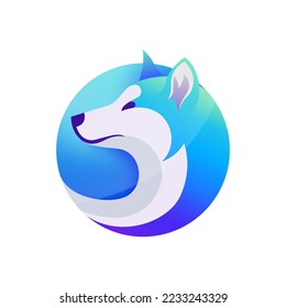 Akita Inu Symbol Symbole einzeln auf weißem Hintergrund. Kryptowährungsmünze, die in Blockchain-Technologie hergestellt wurde. Vektorgrafik.