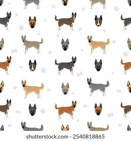 Akita Inu Siberian Husky mix. Akita Husky seamless pattern. Different coat colors set.  Vector illustration